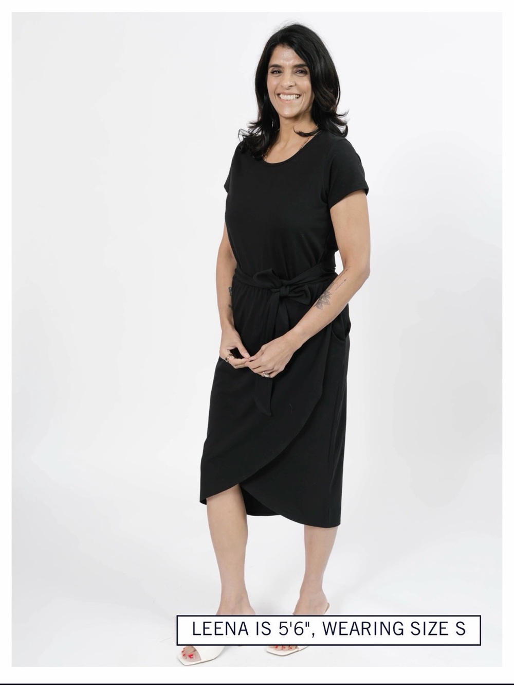 Smash + Tess REBECCA WRAP MIDI DRESS IN MIDNIGHT BLACK